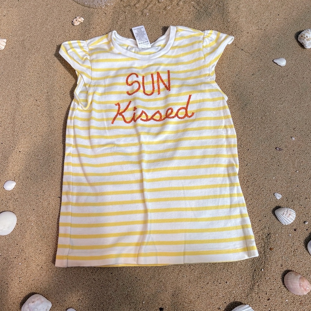 Gymboree Yellow and White Striped Tee Girls (8)